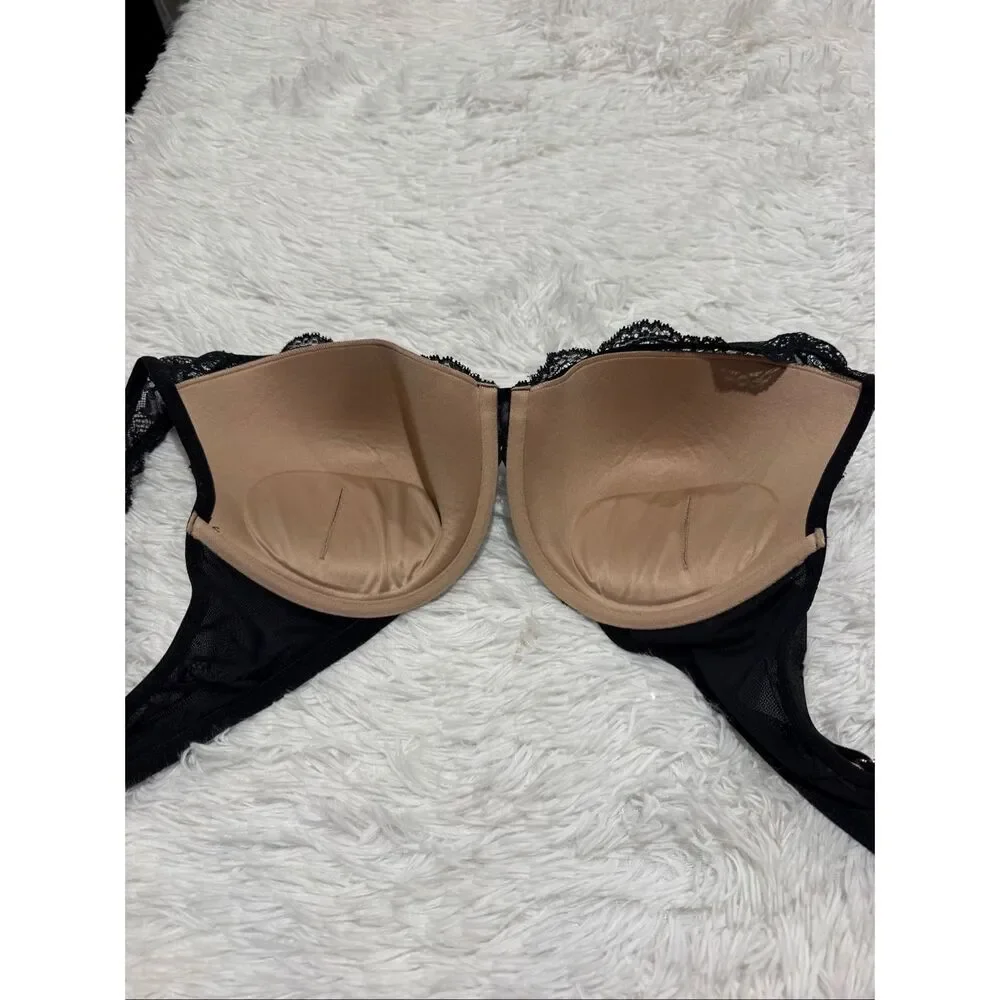 Thirdlove 24/7 Lace Contour Plunge Bra in Black Beige 36F